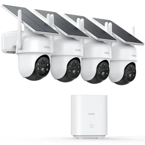 aosu 4-Camera Wireless Outdoor Solar Security Camera Kit