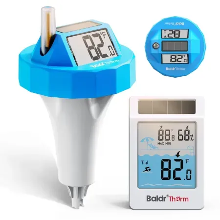 BALDR Solar Pool Thermometer Floating Easy Read Large Dual LCD