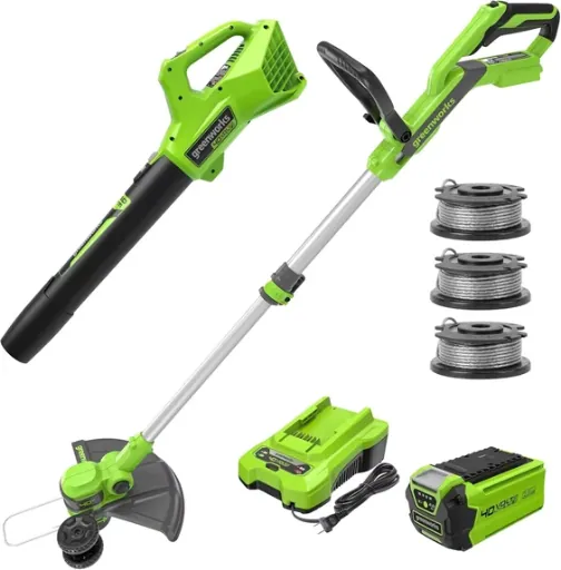 Greenworks 40V 13-Inch Cordless String Trimmer/Edger and Leaf Blower Combo Kit with 2.0Ah Battery