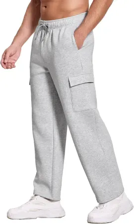 Deyeek Men's Thick Cargo Sweat Pants with Pockets