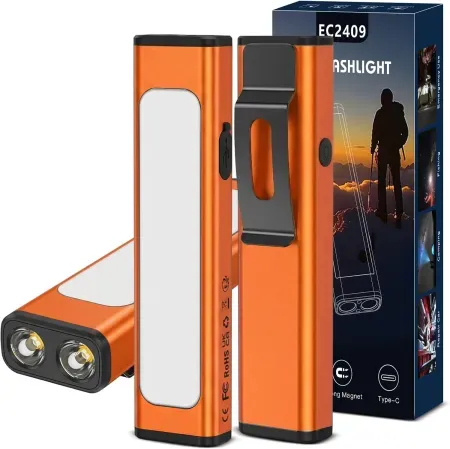 2-Pack Spriak Rechargeable EDC Pocket Flashlight w/ Clip & USB-C Port