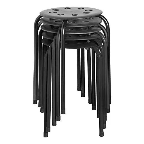 5-Pack Norwood Commercial Furniture Stacking Stools, 17.75", Black