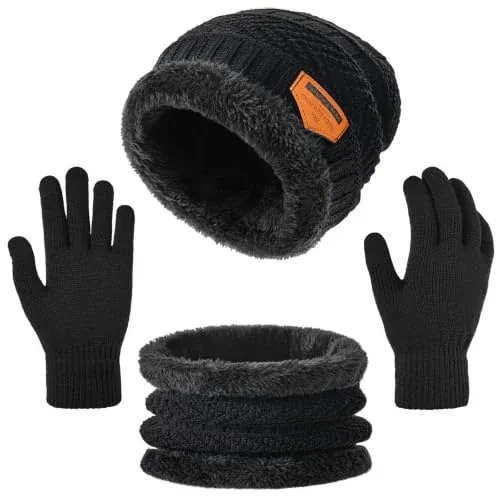 Kids Beanie Hat, Scarf & Gloves 3-Piece Set