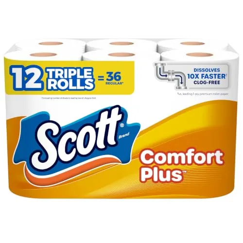Scott ComfortPlus Toilet Paper 12-Count Triple Rolls