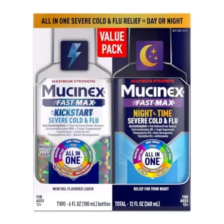 2-Pack 6oz Mucinex Fast-Max Kickstart Severe Cold and Flu Medicine for Adults