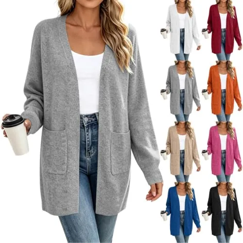 Knit Lightweight Mid-Lenght Cardigan Sweaters