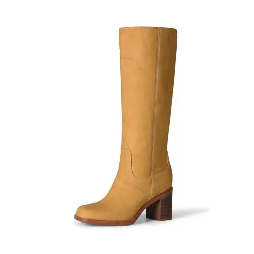 DREAM PAIRS Women’s Square Toe Chunky Knee High Boots
