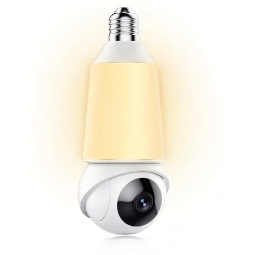 2K Light Bulb Security Cameras w/Pan & Tilt