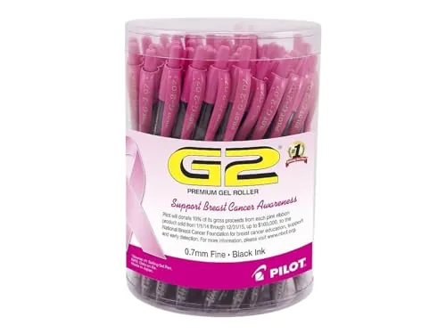 PILOT G2 Breast Cancer Awareness Collection Black Ink Pens (48-Pack Tub)