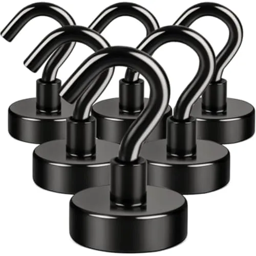 Magnetic 20-lb. Neodymium Hooks 6-Pack