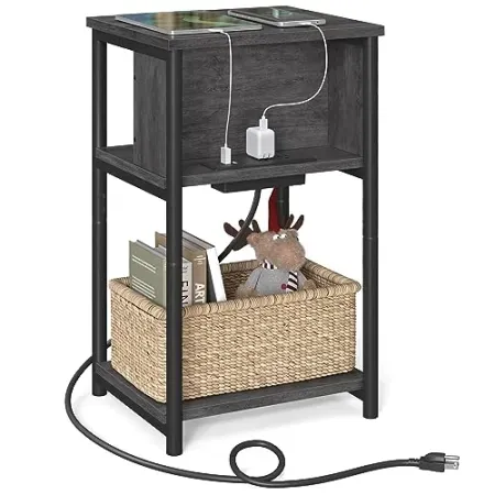VASAGLE Side Table / Nightstand with Charging Station