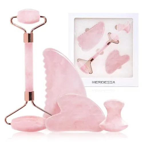 Jade Roller & Gua Sha Set for Face - 4PCS