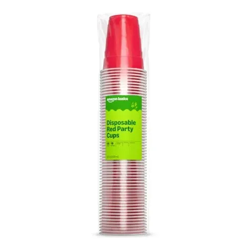 Amazon Basics Disposable Plastic Party Cups 18oz 50 Count
