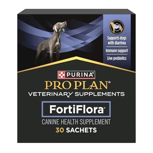 Purina Pro Plan Veterinary Supplements FortiFlora Dog Probiotic Supplement | FortiFlora Probiotic Supplement with strain of probiotics promotes intestinal health and can help management of diarrhea