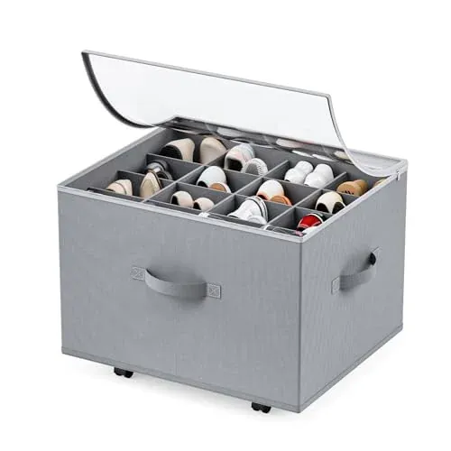 Shoe Storage Organizer with Wheels, Fits up to 16 Pairs