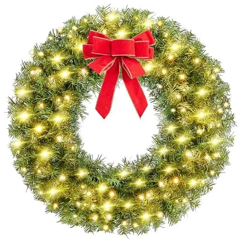 Yaheetech 30" Pre-Lit Artificial Christmas Wreath