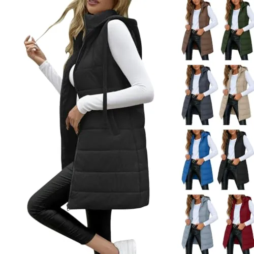 Womens Long Puffer Vest Lightweight