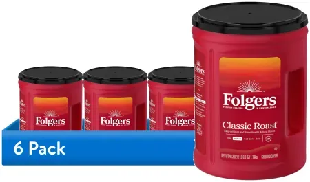 6 pack Folgers Classic Roast Ground Coffee (40.3 oz each)