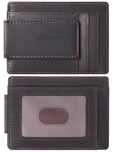 Slim RFID-Blocking Men's Wallet with Magnetic Money Clip and ID Window