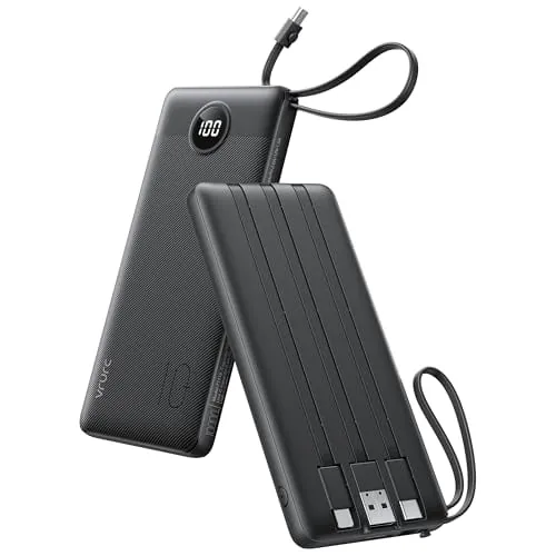 VRURC 10000mAh Power Bank w/ 4 Built-In Cables