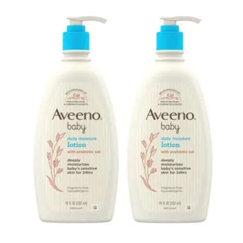 Aveeno Baby Daily Moisture Body Lotion, Fragrance-Free 2-Pack 18-Oz