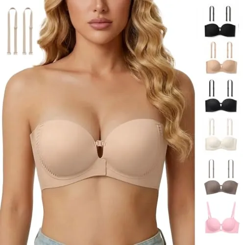 Strapless Front Closure Push-Up Bra