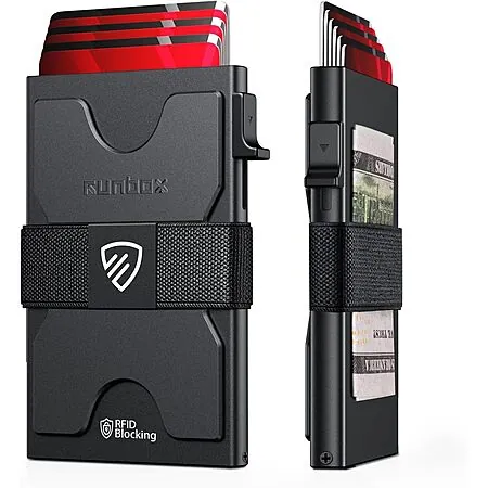 Runbox Slim RFID Aluminum Pop-Up Card Holder/Wallet (Matte Black)