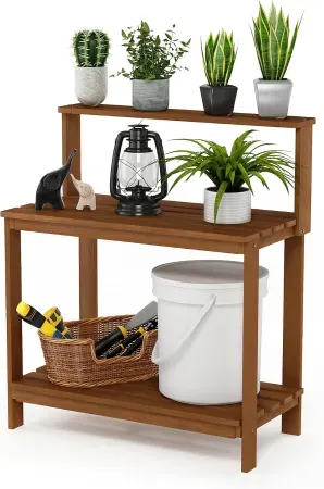 Furinno Tioman Outdoor Potting Bench with Storage Shelf