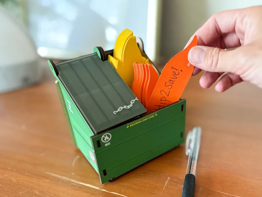 Dumpster Pencil Holder w/ Flame Note Cards Set