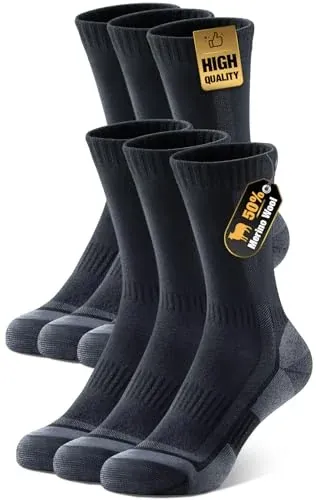 PULIOU Merino Wool Hiking Socks 3 Pairs Lightweight