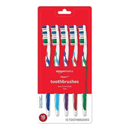 10-Pack Amazon Basics Clean Plus Toothbrushes