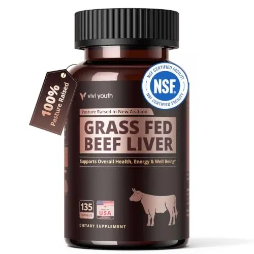 Grass-Fed Beef Liver Capsule Energy & Blood Health, 135 Capsules