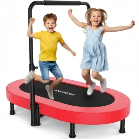 56" ANCHEER Kids Trampoline w/ Adjustable Handlebar