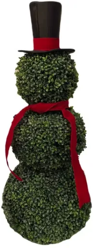 Boxwood Snowman Topiary Christmas Decoration 32in