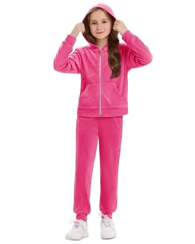 Stelle Girls Velour Tracksuit Zip-Up Hoodie and Jogger Set
