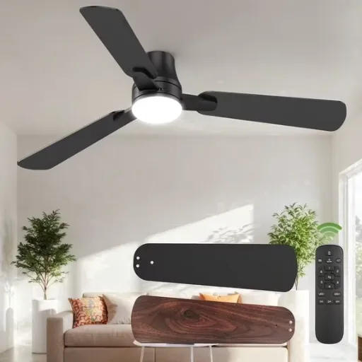SZRSTH Ceiling Fan with Lights 52/42 inch Flush Mount Modern with Remote