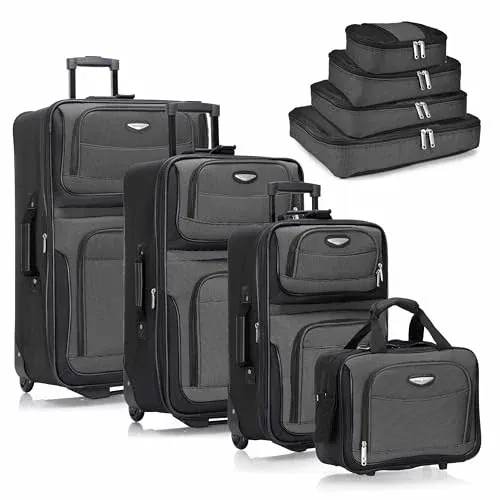 Travel Select Amsterdam Softside Expandable Luggage with Rolling Wheels Gray 8-Piece Set