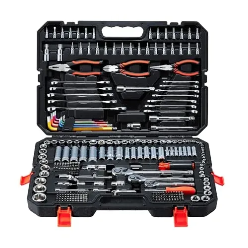 VEVOR 314-Piece Mechanics Tool Set 1/4" 3/8" 1/2" Drive Metric Sockets Wrenches