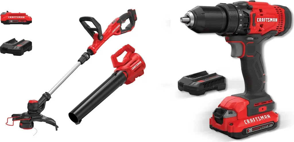 Craftsman V20 Brushless String Trimmer, Leaf Blower, and 1/2" Drill/Driver Bundle