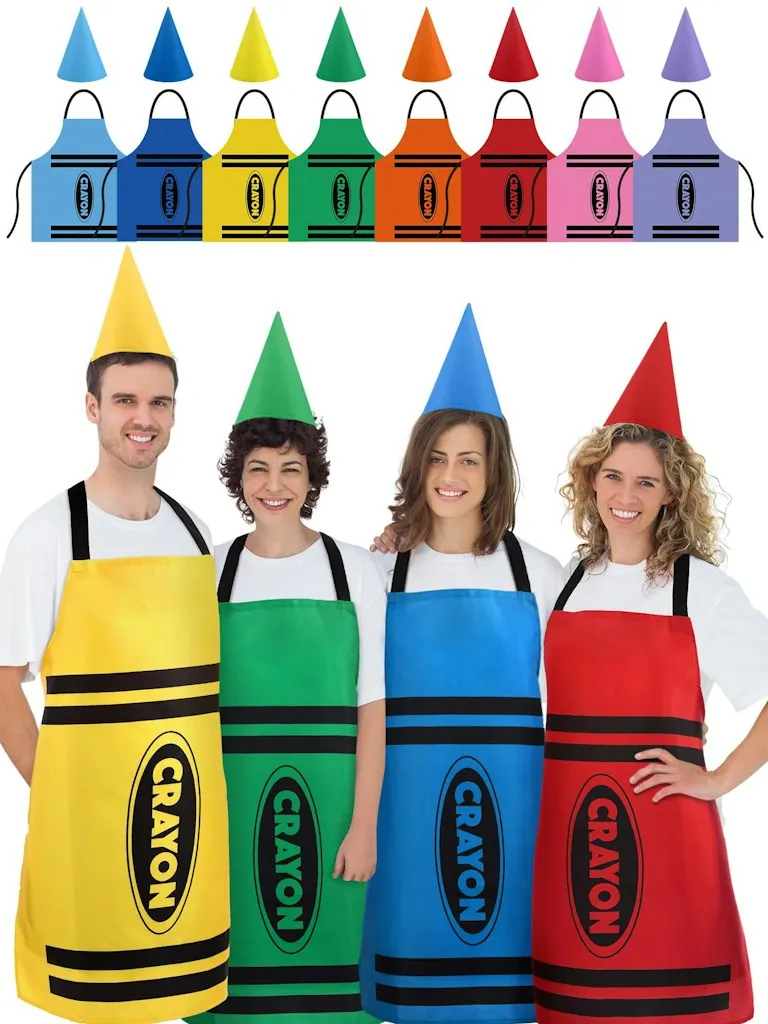 Mepase 16pc. Crayon Costume Adult Halloween Apron & Cone Hat Set