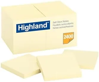 24-Pk Highland 3"x3" Sticky Notes (Yellow)