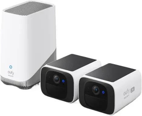 Eufy SoloCam S220 2K Solar Powered Outdoor Wireless Security Cameras w/ Homebase 3 (2-Pack)