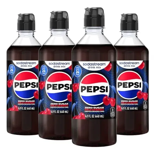 SodaStream Pepsi Wild Cherry Zero Sugar Drink Mix 440ml 4-Pack