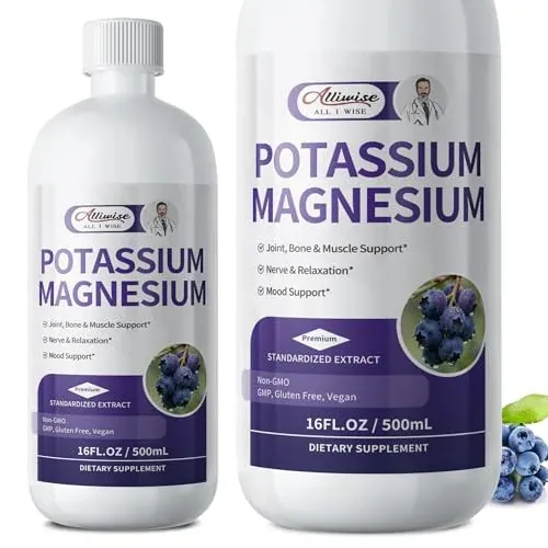 Potassium Magnesium Supplement Liquid, High Absorption, Sugar Free, 16 Fl oz