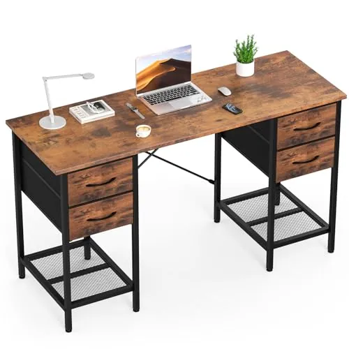 Sweetcrispy Computer Desk with 4 Drawers, 55 Inch