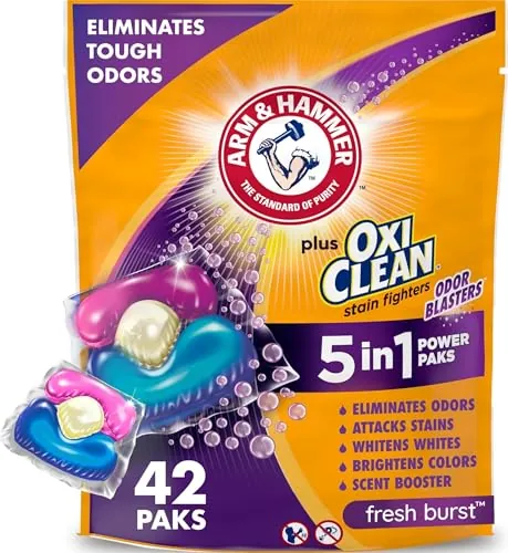 Arm & Hammer + OxiClean Odor Blasters Laundry Detergent Paks 42-Ct