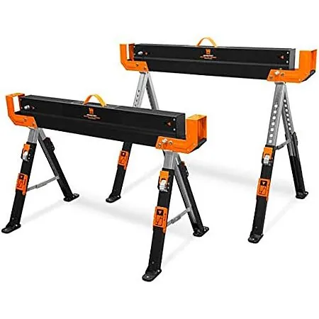 2-Pk WEN Height Adjustable Steel Saw Horse (1300lb Capacity, WA1302)