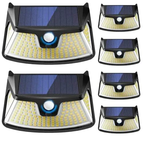 6-Pack BUCASA 850LM 152-LED Solar 270° Wide-Angle Motion Sensor Outdoor Light
