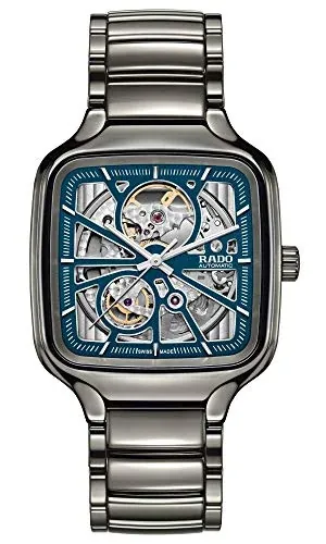 Rado True Square Open Heart Unisex Automatic Swiss Watch 38mm Square Blue Dial