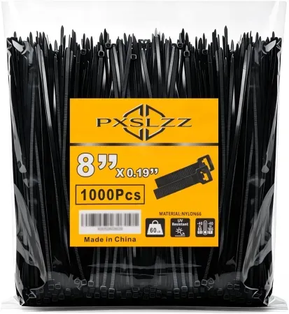 1000-Count PXSLZZ 8" 60 lb Capacity Cable Zip Ties